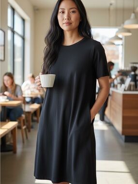 Tahari Black Mini T-Shirt Dress